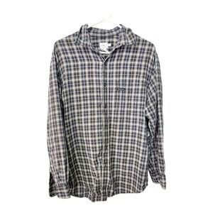 Calvin Klein Jeans Small Men's Long Sleeve Blue Plaid Shirt  Soft Workwear